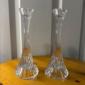 Vintage Crystal Taper Mikasa Park Lane Candle Holder Pair